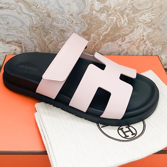 Hermes Calfskin Womens Chypre Rose Cancan Sandals